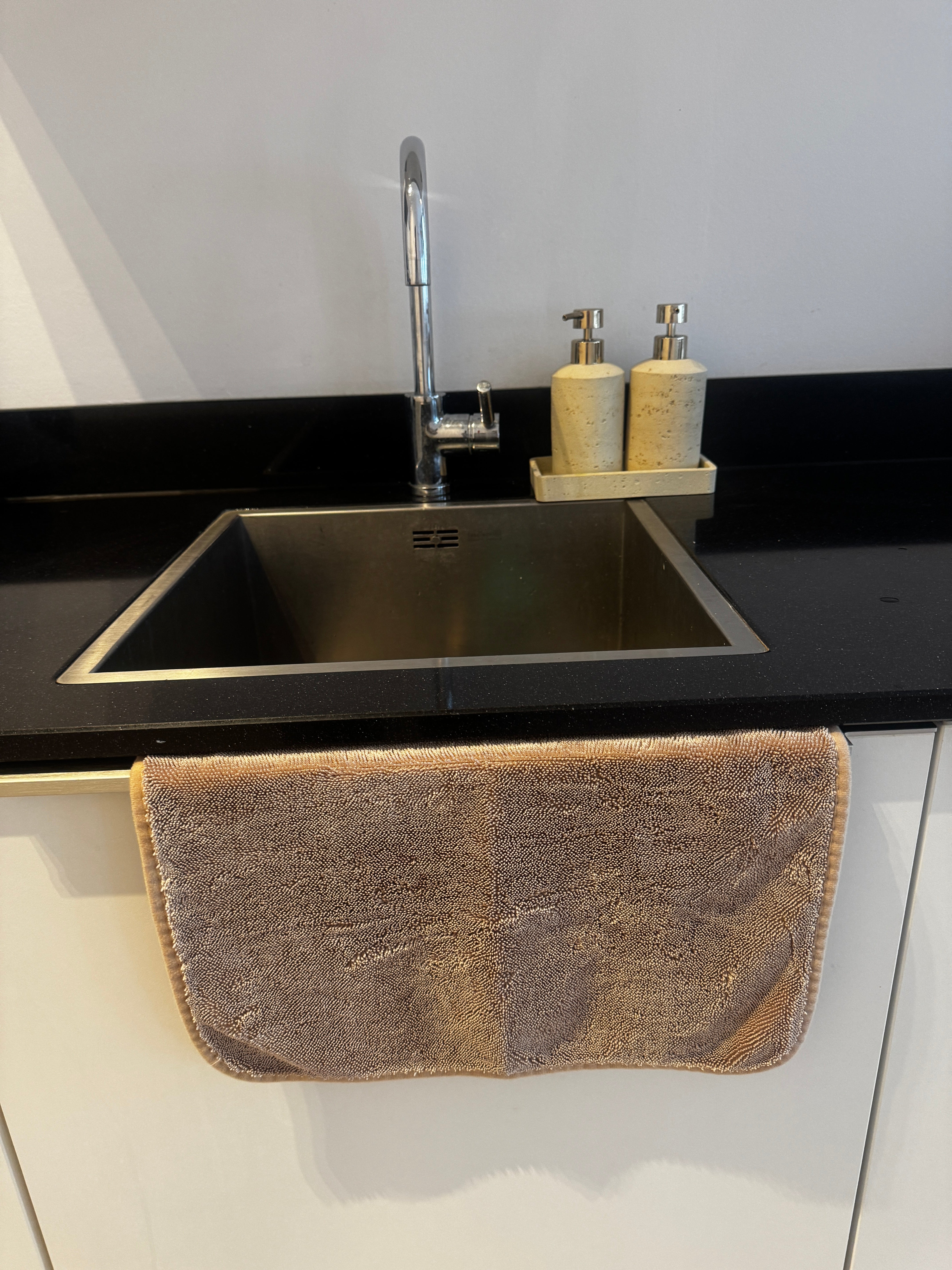 Liviahome badkamer/Keuken droogdoek 40x40cm 1 stuk Beige (klein formaat)