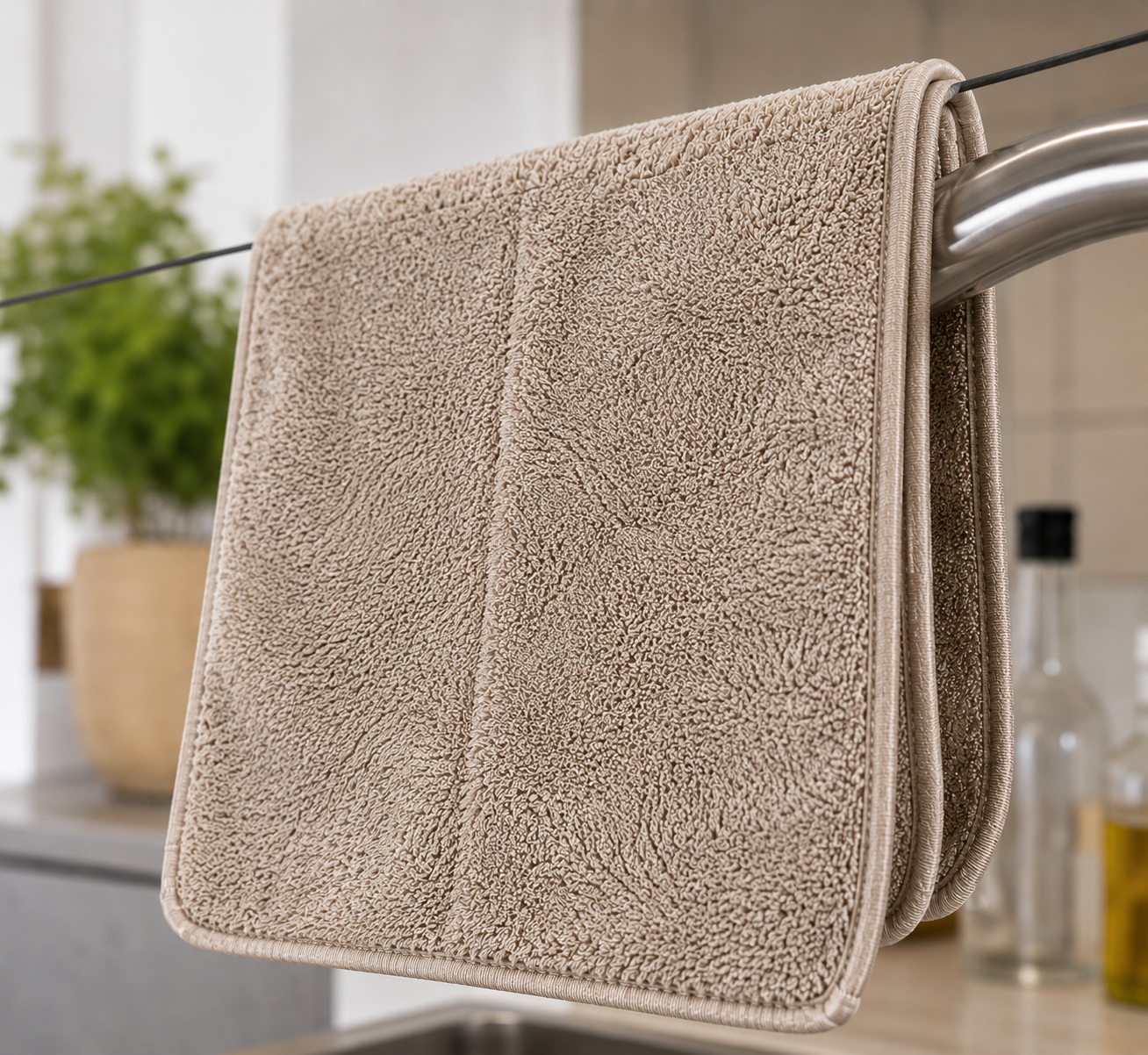 Liviahome Droogdoek 40x40 cm – Beige (Badkamer & Keuken)