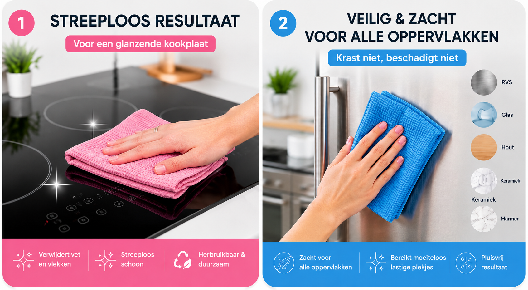 Liviahome Premium Schoonmaakdoeken – 4 Stuks voor Keuken, Badkamer & Glas (Kopie)