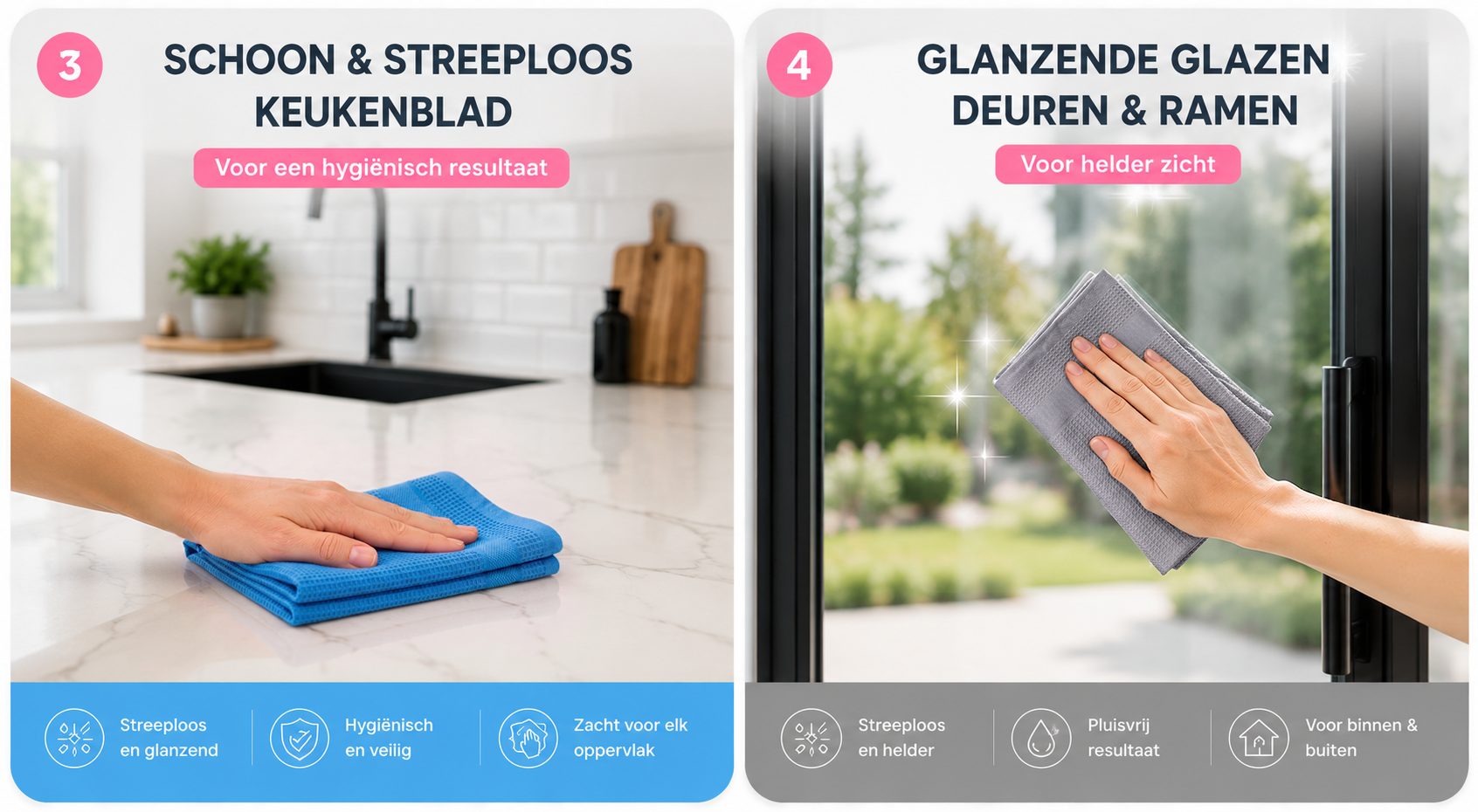 Liviahome Premium Schoonmaakdoeken – 4 Stuks voor Keuken, Badkamer & Glas (Kopie)