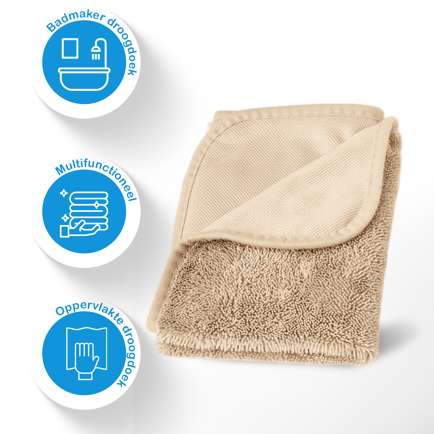 Liviahome Multifunctionele droogdoek 40x40cm 1 stuk Beige (klein formaat)