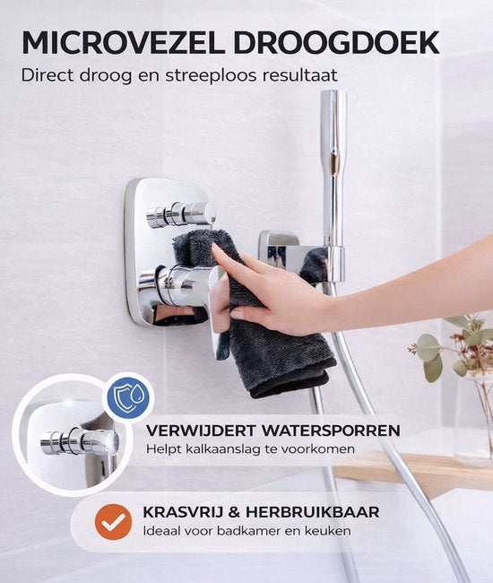 Liviahome badkamer/Keuken droogdoek 40x40cm antraciet