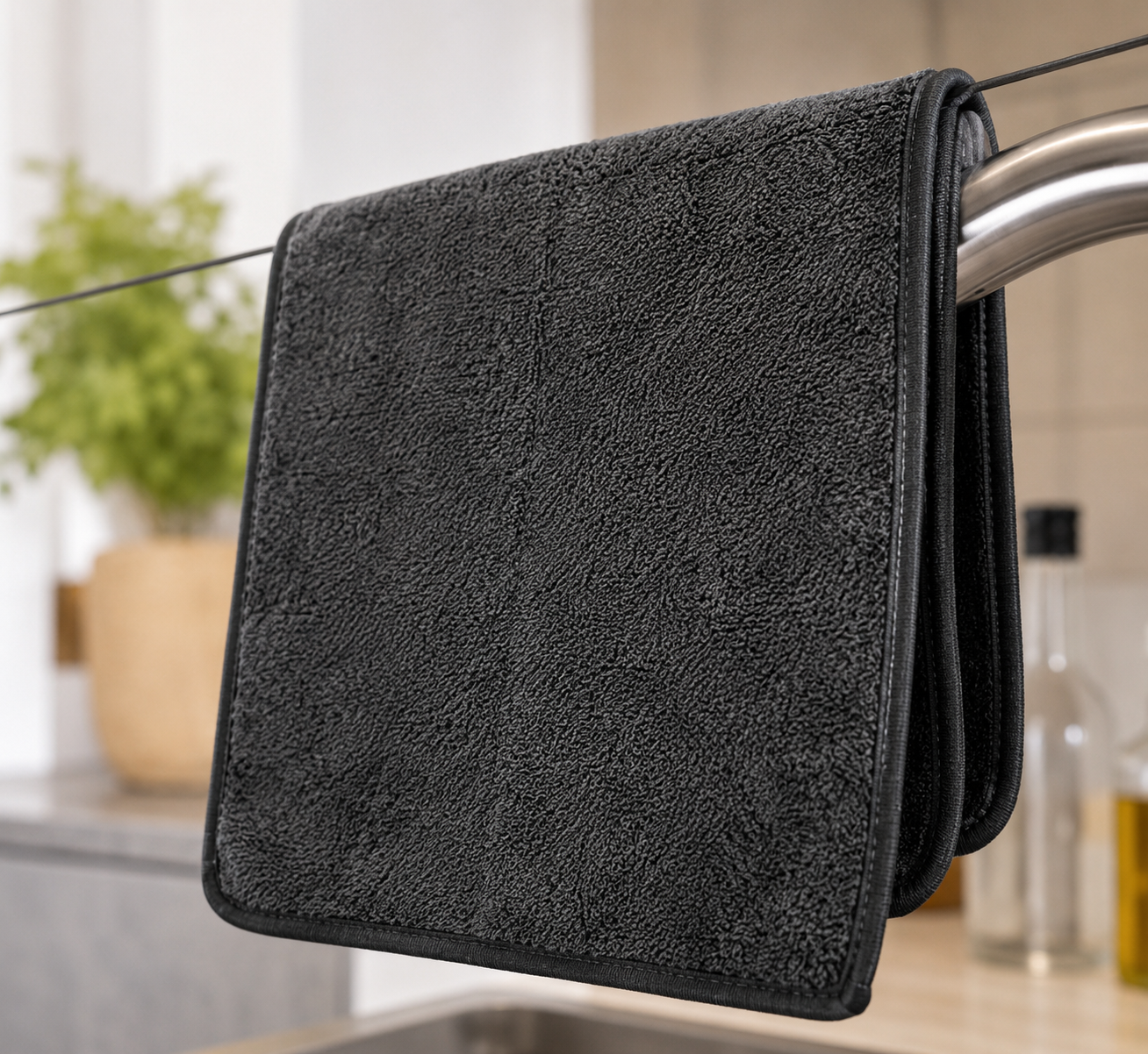 Liviahome Droogdoek 40x40 cm – Antraciet (Badkamer & Keuken)